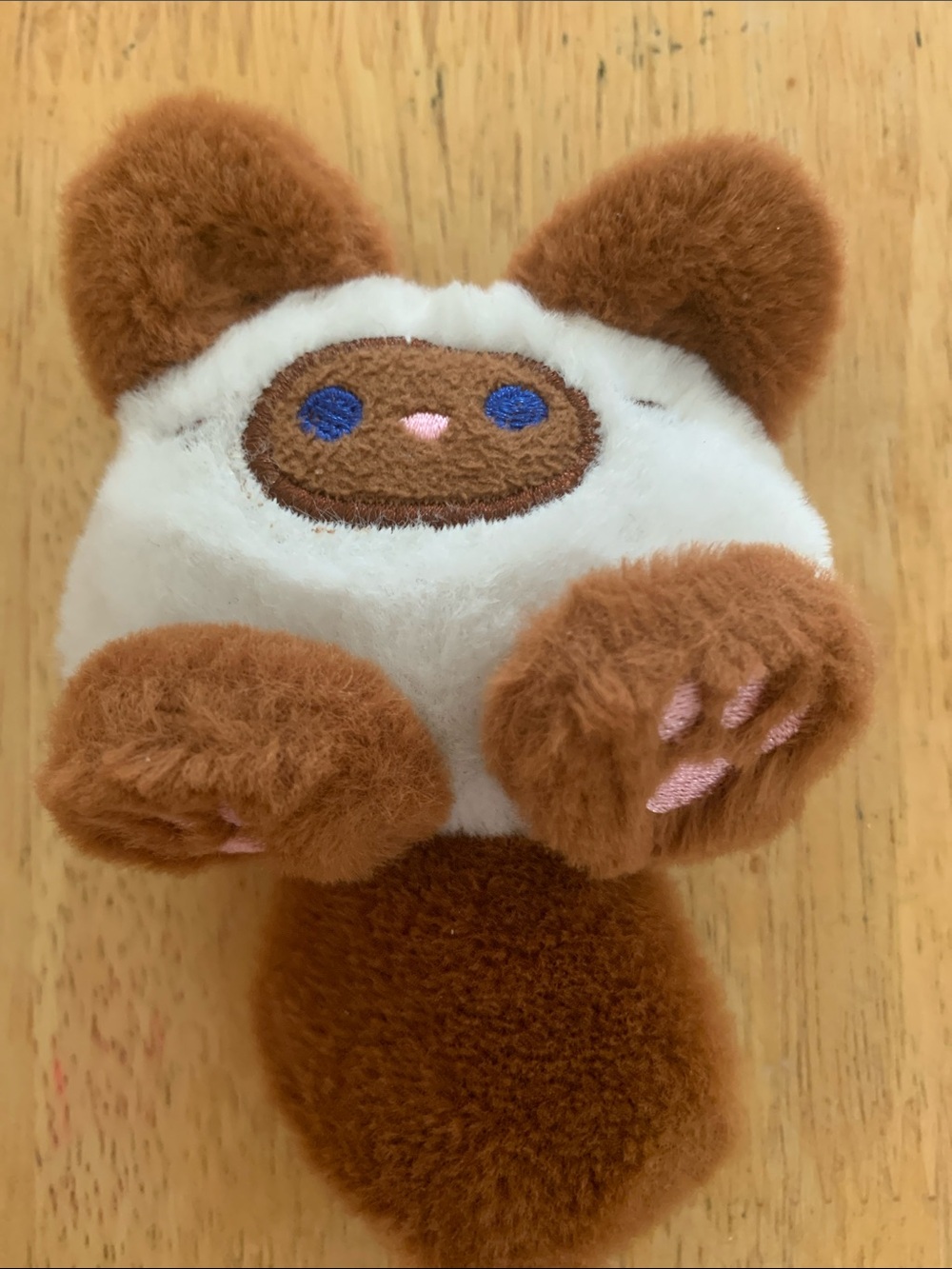 Cute Brown & White Plush Small Pet Toy - Soft Cuddly Companion